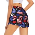 thumbnail image 3 of Goofa American With Lips Printed Women 2 in 1 Running Shorts,Quick Dry Athletic Workout Shorts,High Waisted Athletic Shorts with Liner Pockets-Large, 3 of 9