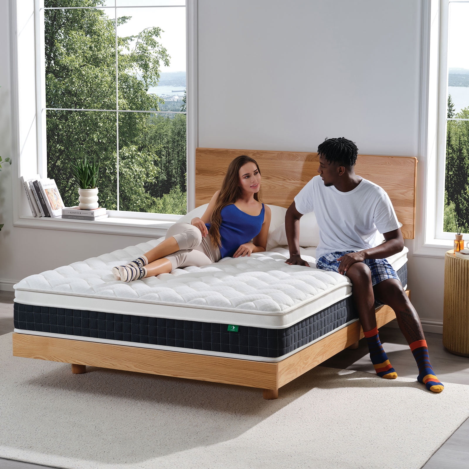 King Size Hybrid Mattress, Z-HOM Classic 10 inch Foam Euro Top Mattress, 5-Zone Pocket Spring Support for Back Pain, Medium Firm