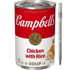 Campbell's Chicken With Rice Soup with pen
