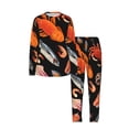 thumbnail image 3 of 2 Pack Women's Pajamas Set Sleepwear Loungewear Pjs Sets with Pockets, Seafood Pattern Crayfish Crab Shrimp, 3 of 6