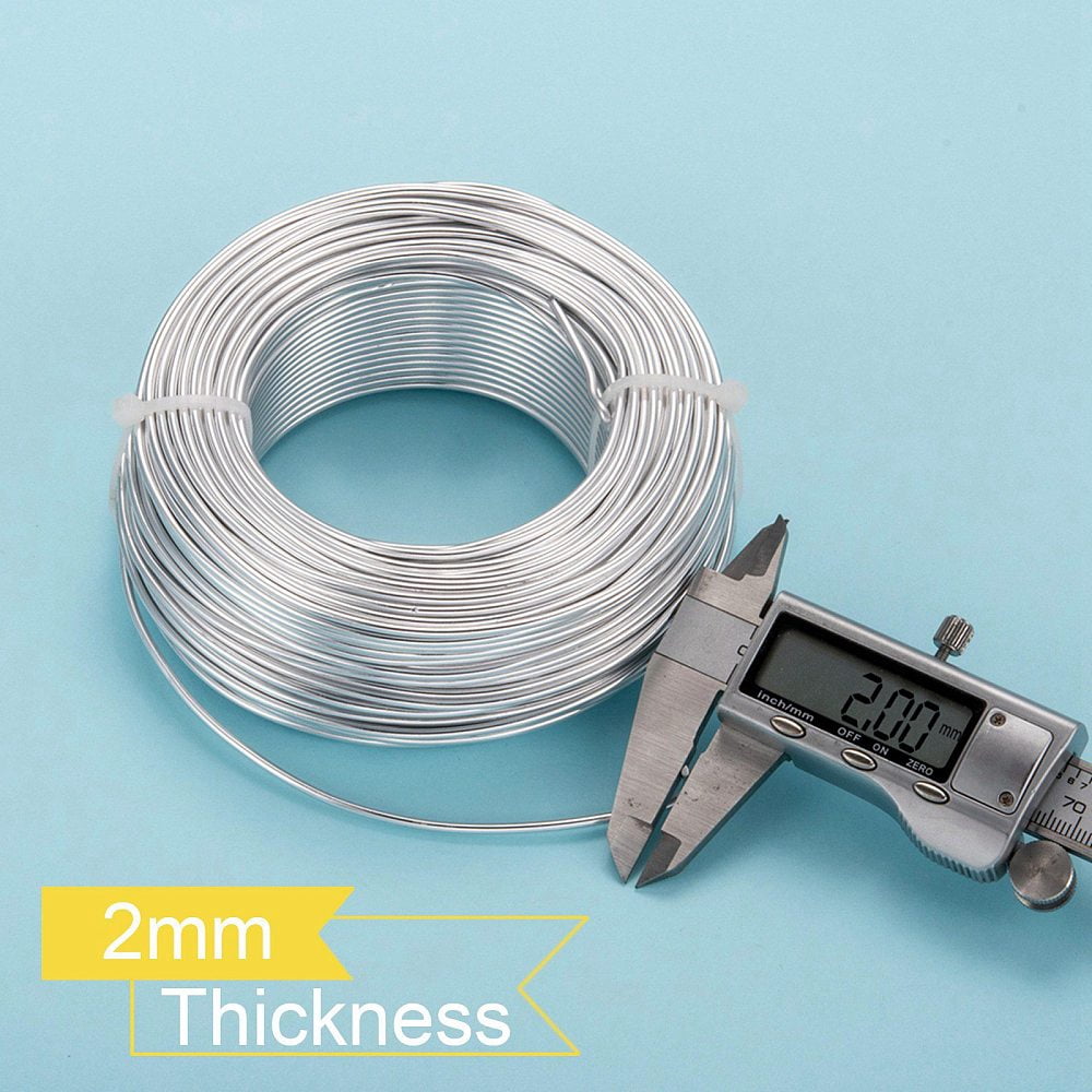 Anodized Aluminum Wire Bendable Metal Craft Wire Flexible Craft Wire for Beading Jewelry Craft Making Silver 12 Gauge 2.0mm
