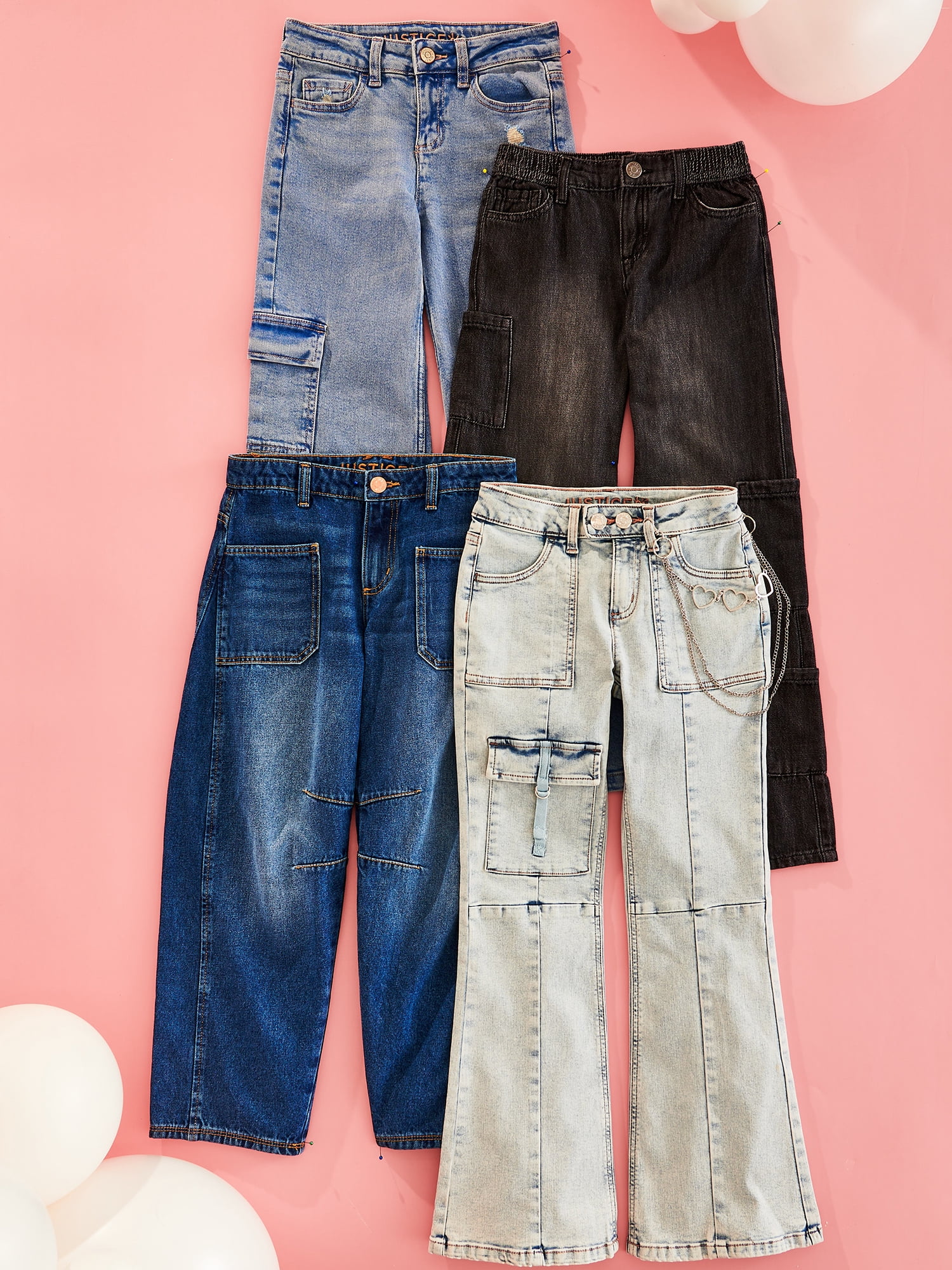 Justice Girls Cargo Jeans, Sizes 6-18