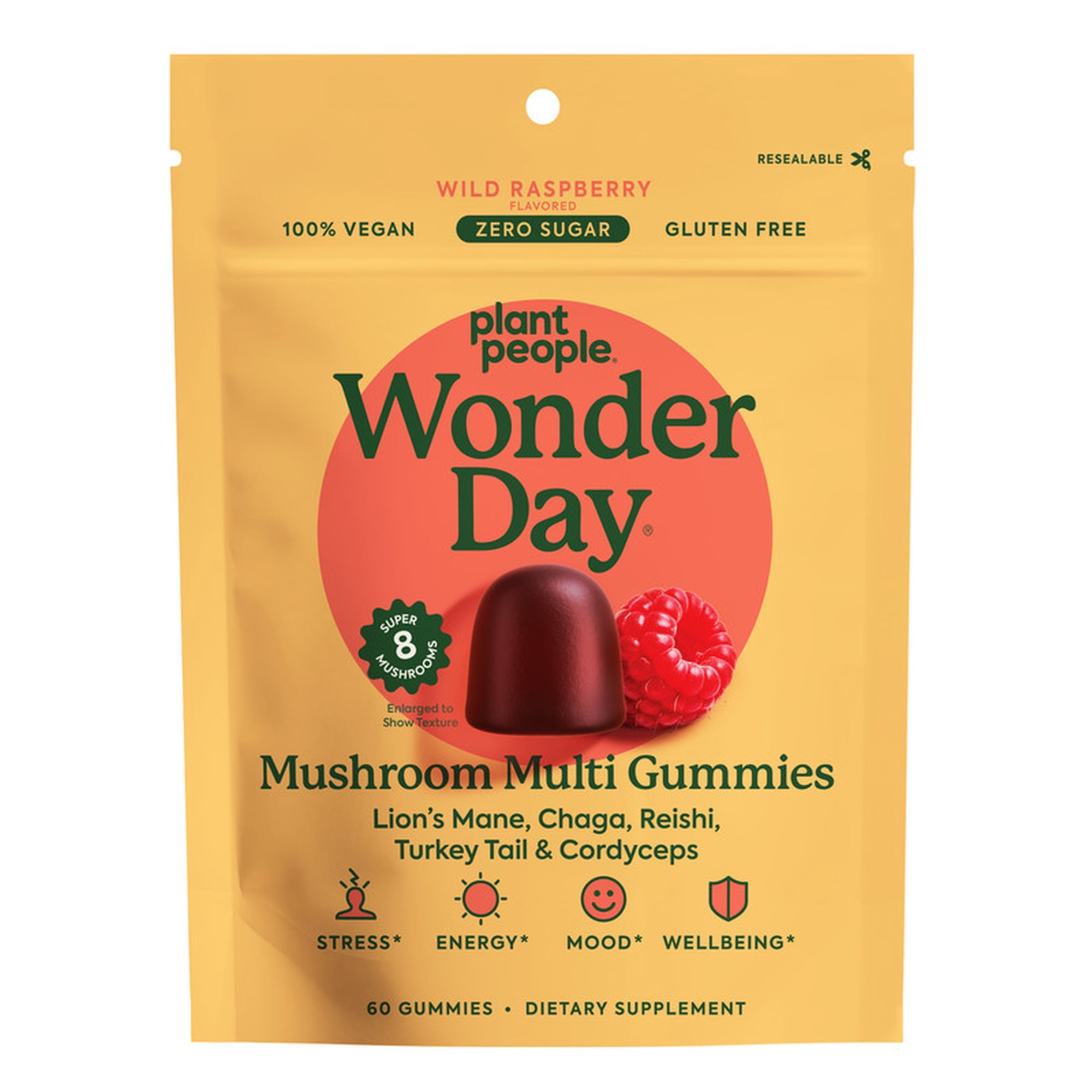 WONDERDAY WILD RASPBERRY 60CT MOOD & ENERGY DAILY WELLNESS GUMMIES
