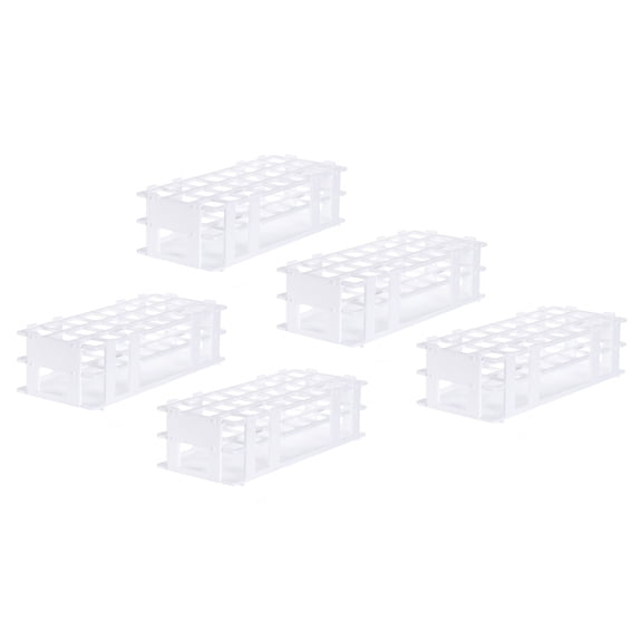 Uxcell Plastic Test Tube Rack Holder 24 Holes 3 Layers Detachable Holder White for 25mm Test Tubes, Pack of 5