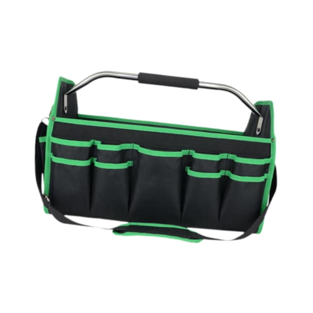 Bolsa organizadora de herramientas plegable portátil Shamjiam de 40 cm de tela Oxford con asa de transporte de metal Verde