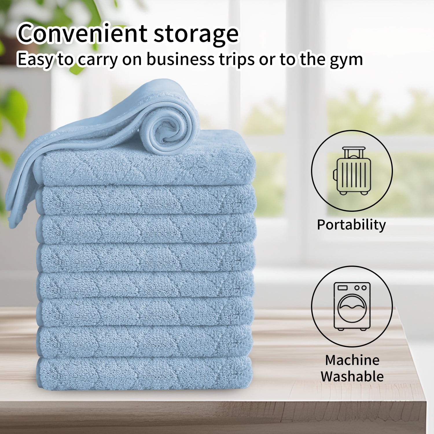 Jessy Home 24 Pack Blue Washcloths for Bathroom 13x13 Inch Ultra Soft Hand Face Towels