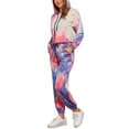 thumbnail image 4 of INSPIRE CHIC Women's Tie Dye Sweatsuits Pullover Hoodie Sweatshirt Drawstring Jogging 2 Piece Tracksuit Outfit Set L Purple Blue, 4 of 6