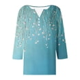 thumbnail image 5 of Jsaierl 3/4 Sleeve Womens Tops Plus Size Button Up V Neck Shirts Retro Print Ladies Blouses Going Out Retro T-shirts Top S-3XL, 5 of 6