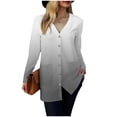 thumbnail image 6 of idosla Long Sleeve Cardigan for Women Casual Gradation Pockets Button Down Loose Fall Lightweight Hiking Trendy Jacket (Grey, L), 6 of 8