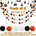 thumbnail image 3 of Vorkoi Fall Event Garlands, 3pk Orange Black White Felt Pom Pom Garland, 6.6ft Long, 25mm 24 Balls, Halloween Thanksgiving Party Decor, 3 of 6