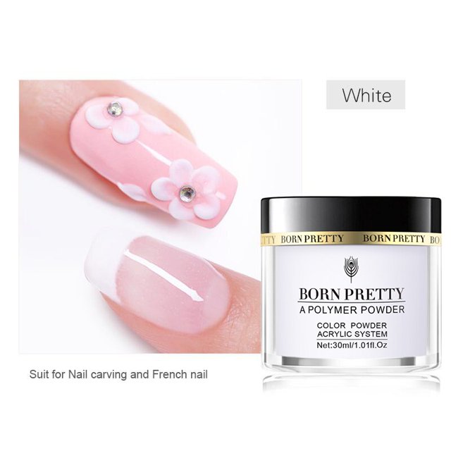 BORN PRETTY 30ml/10ml polvo acrílico para tallado de uñas, extensión de punta de polímero, rosa francés, blanco, adhesivo transparente, diamantes de imitación para decoración de uñas Tan Jianjun unisex