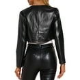 thumbnail image 3 of INSPIRE CHIC PU Leather Cropped Jackets for Women's Long Sleeve Casual Party Bolero Short Jacket XS Black, 3 of 6