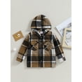 thumbnail image 2 of Bagilaanoe Little Boy Hooded Jacket Plaid Long Sleeve Shirts Shacket with Pockets 3T 4T 5T 6T 7T Kids Fall Casual Outwear, 2 of 9