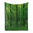 thumbnail image 1 of Nature Soft Flannel Fleece Blanket, Green Forest Spring with Trees and Bushes Idyllic Rural Scenery Foliage Fresh Eco Picture, Cozy Plush for Indoor and Outdoor Use, 60" x 80", Green, by Ambesonne, 1 of 6