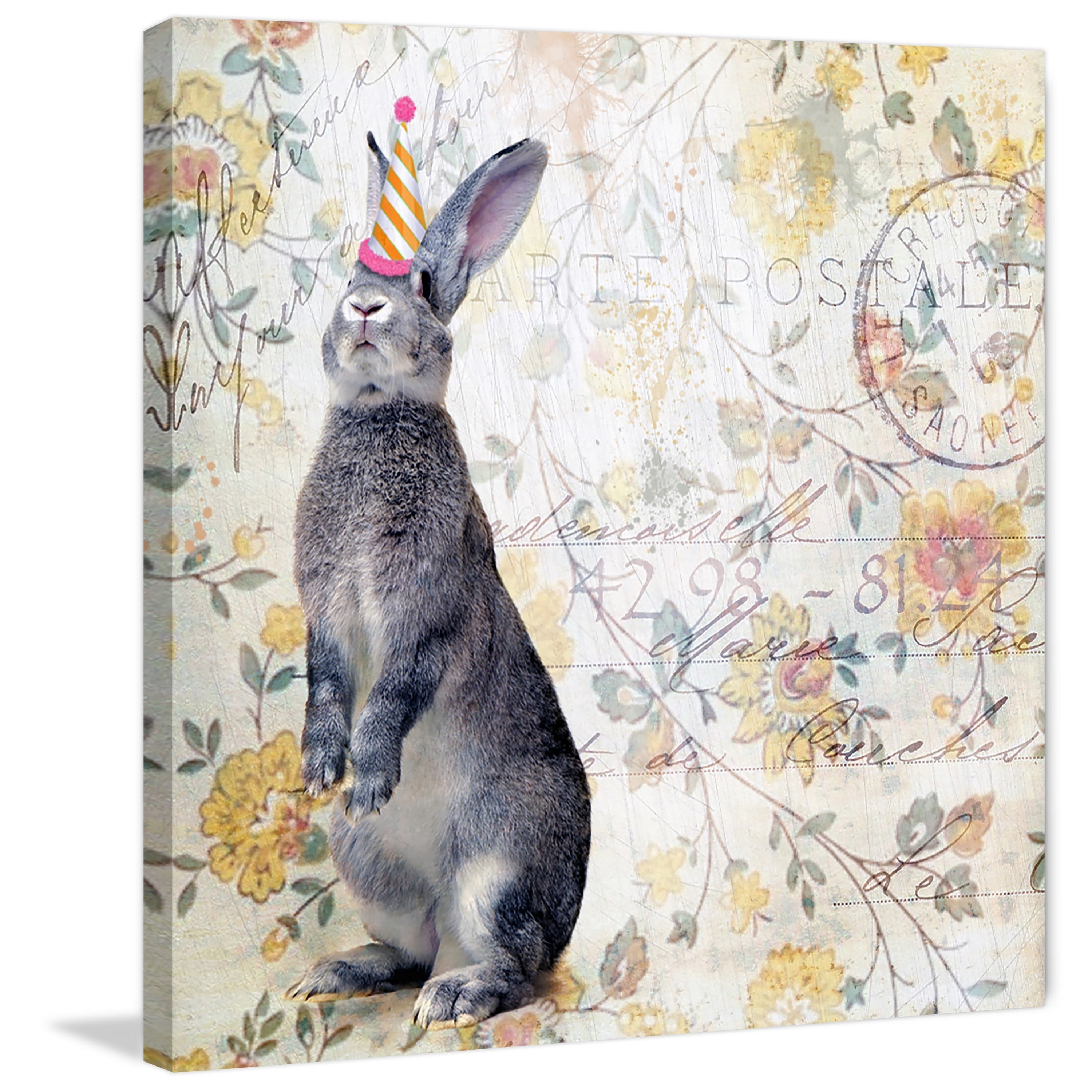 Marmont Hill "Party Rabbit" by Morgan Jones Painting Print on Wrapped Canvas