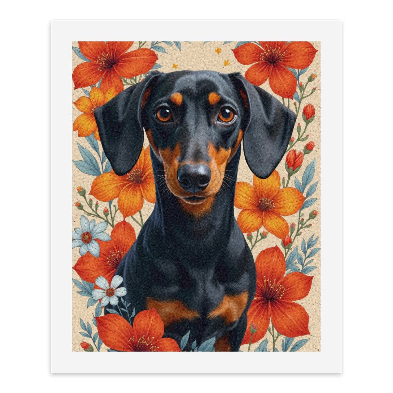 Paint By Numbers Kit for Adults Beginner - Dog Floral Portrait Art Flowers DIY Canvas Painting Kits for Adults, Frameless Paint By Number for Adults for Home Wall Decor 16x20 Inch