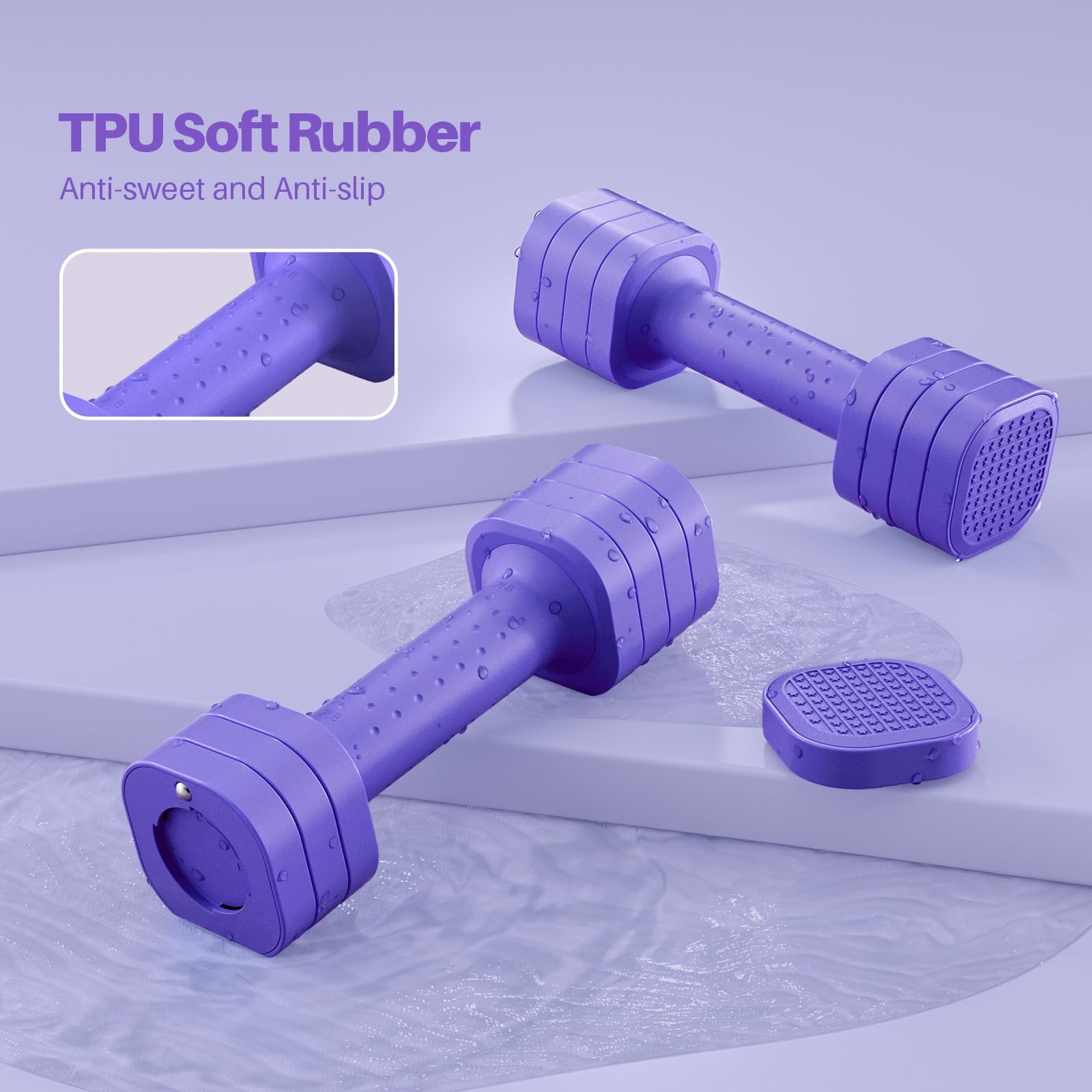 Adjustable Dumbbell Set  4 In 1 Free Weight For Women Hand At Home Each 2lb 3lb 4lb 5lb With Tpu Soft Rubber Handle Gym Aquatic Fitness Equipment Purple