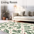 thumbnail image 2 of ODIKA 5'x7' Machine Washable Non-Slip Area Rug, Winter Botanical Branches Design with Crimson Berries and Fir Leaves High Traffic Rug, Green, 733387, 2 of 5