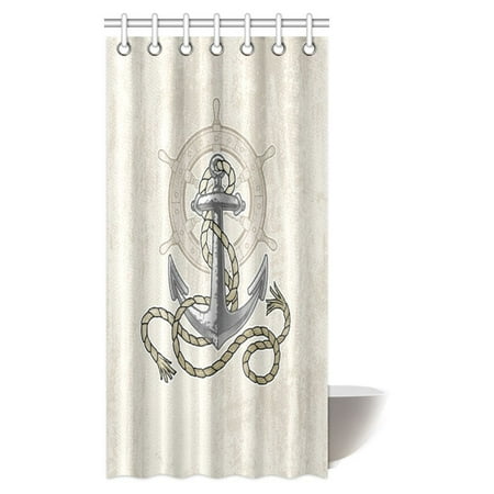 Mypop Nautical Decor Shower Curtain Old Anchor And Helm With Rope Mypop Nautical Decor Shower Curtain Old Anchor And Helm With Rope Sea Ocean Life Coast
