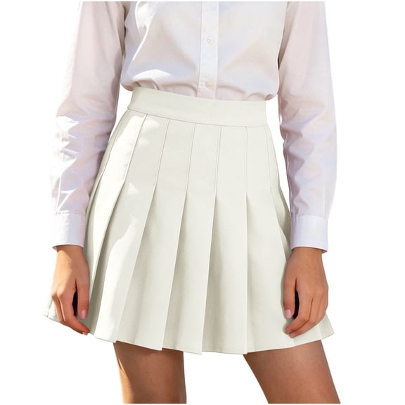 Eryao Little Girl Skirts Casual High Waistband Pleated School Uniform Skirts with Shorts Preppy A Line Mini Tennis Skort White,11-12 Years
