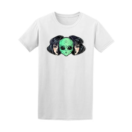 Printed Alien Face - Outer Space Alien Woman Face Men's Tee - Image by Shutterstock