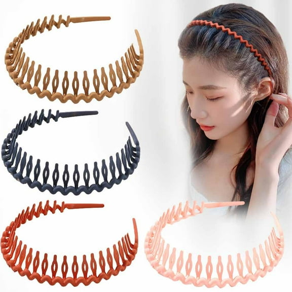 Misterolina Plastic Teeth Headbands Wavy Headbands with Combs Nonslips Thin Hair Bands