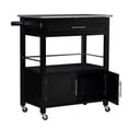 thumbnail image 4 of Linon Cameron Chariot de Cuisine Roulant avec Dessus en Bois Granit, Grand Rangement, Noir, 4 of 18