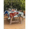 thumbnail image 3 of Outdoor Tablecloth with Umbrella Hole for Patio/Picnic/Party/Camping, Japanese Style Waterproof Table Cloth Rectangle Table Cover Washable, Blue Rustic Botanical Blossom Peony Birds (60"x 120"), 3 of 8