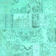thumbnail image 1 of Ahgly Company Machine Washable Indoor Square Patchwork Turquoise Blue Transitional Area Rugs, 7' Square, 1 of 4