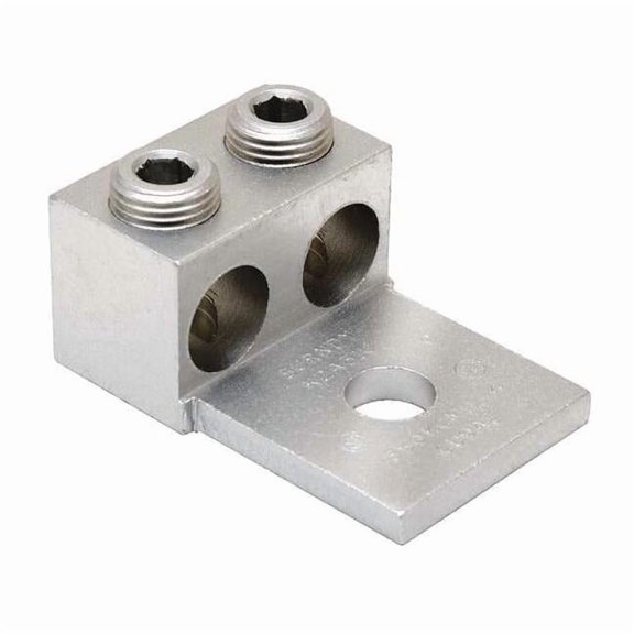 Mechanical Lug, 1/0 AWG Max, 2 Conductor, 1 Hole, 1/4 in Stud, Aluminum