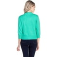 thumbnail image 4 of Cielo 1985 Women's Open Bolero Cardigan Sweater - cropped 3/4 sleeves lightweight - By The Simply Fashion green L, 4 of 6