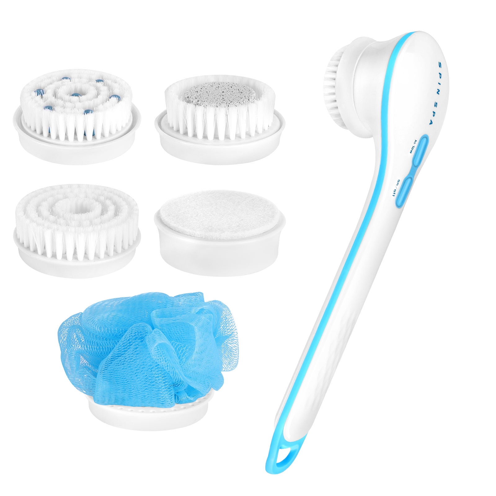 Electronic Spa Body Brush with Long Handle and Ultrasoft Bristles