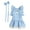Blue, variant on Opvise Summer Dog Clothes Bow Headdress Ruffled Sleeve Lace Hem Pullover Elegant Dressing-Up Soft Plaid Dress Pet Cat Two-legged Clothes Puppy Costume Pink
