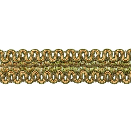 Gold Braid Trim Vintage 2 Inch (5cm) Wide Olive Green, Light Gold, White Gimp Braid Trim - Olive Garden 010 (Sold by The Yard) ()