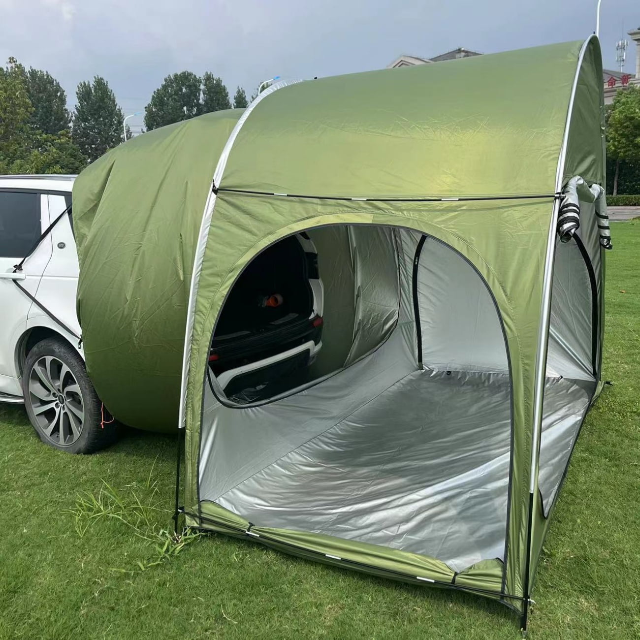 Outdoor Portable SUV Camping Tent Car Arch Rear Camping Bike Tent with Three Doors for 2 Persons