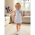 thumbnail image 5 of Loicainy Kids Toddler Baby Girl Dress for 4th of July 6 12 24 Months 2T 3T 4T 5T Letters Embroidery Sleeveless Collared Striped Dresses, 5 of 9