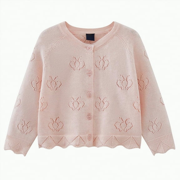 Gvdentm Girl Cardigan Sweater 7-8 Girls Cardigan Sweater School Uniforms Toddler Long Sleeve Button Knit Solid Sweaters Tops(Pink,1-2 Years)