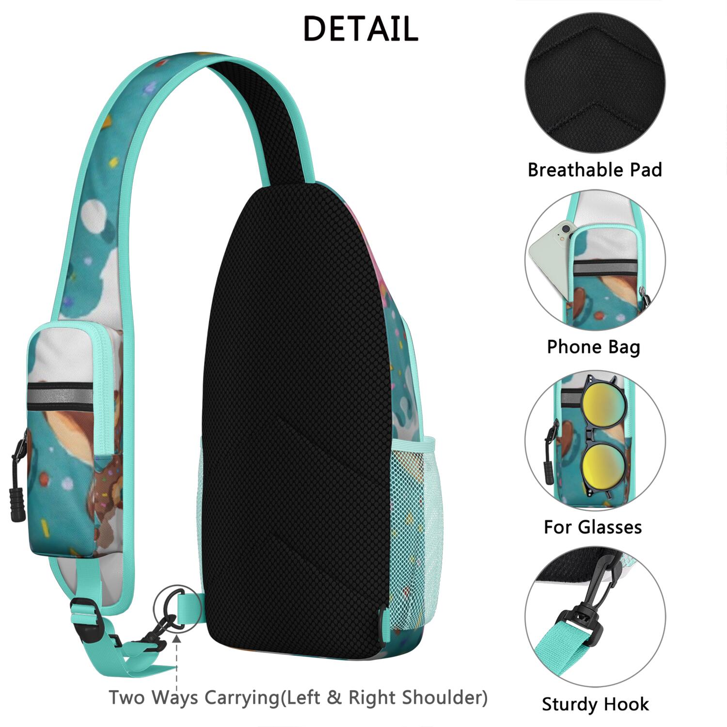 Chest Bag Crossbody Shoulder Bag Crossbody Shoulder BagTravel Sling Bag for Men Women Travelers Doughnut