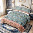 thumbnail image 3 of meiyoeat Boho Floral Quilt King For Girls,Border Print King Coverlet Set,Teal Multicolor,3 Pieces,1 Bedspread and 2 Pillowcases, 3 of 7