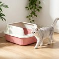 thumbnail image 5 of HWRETIE Semi Enclosed Cat Litter Box Splash Proof Pet Toilet with Litter Scoop High Side Open Design Easy Cleaning Litter Tray for Kittens Indoor Cats, 5 of 6