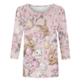 thumbnail image 4 of Womens Easter Outfit Casual 3/4 Sleeve Crewneck Tops Cute Bunny Print Shirts Spring and Summer Blouses Easter Festival Tops, 4 of 5