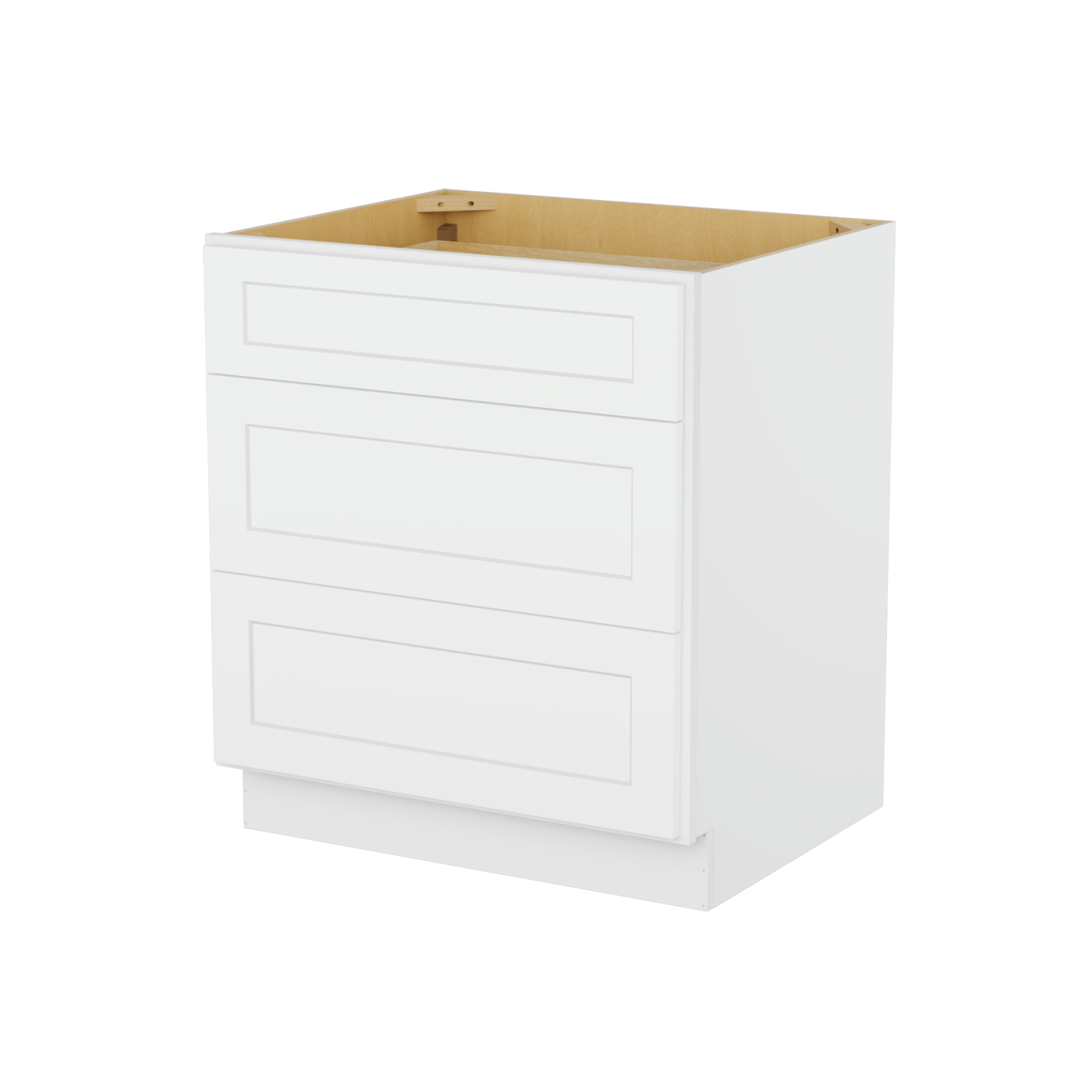 Furinno Shaker Drawer Base Kitchen Cabinet with 3-Drawers, Ready to Assemble, 24 D x 30 W x 34.5 H, White