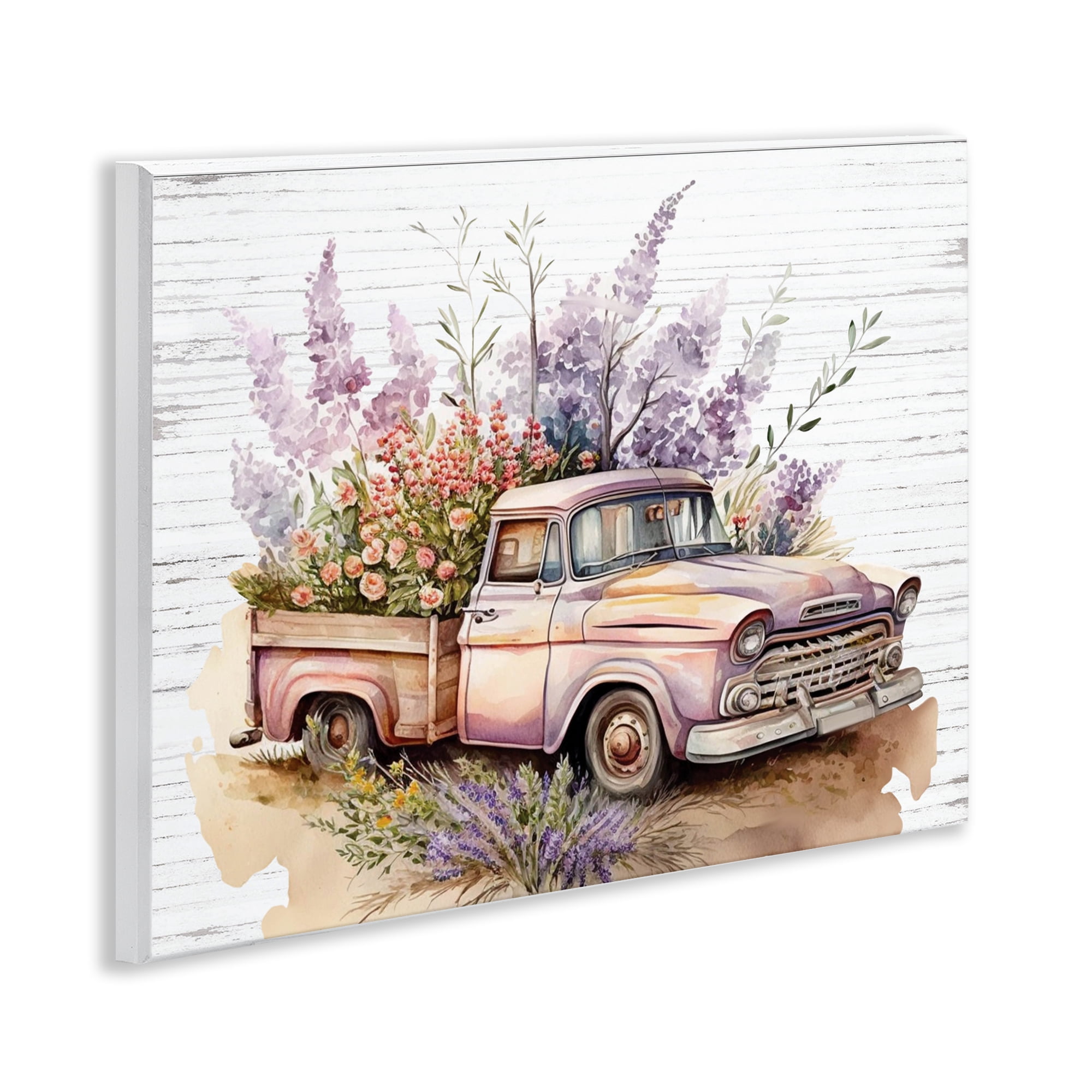 Stupell Industries Lavender Filled Truck Transportation Painting Unframed Art Print Wall Art, 14 x 11