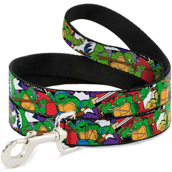 Nickelodeon Pet Leash, Dog Leash, Ninja Turtles Action Poses Team Turtles, 4 Feet Long 1.5 Inch Wide