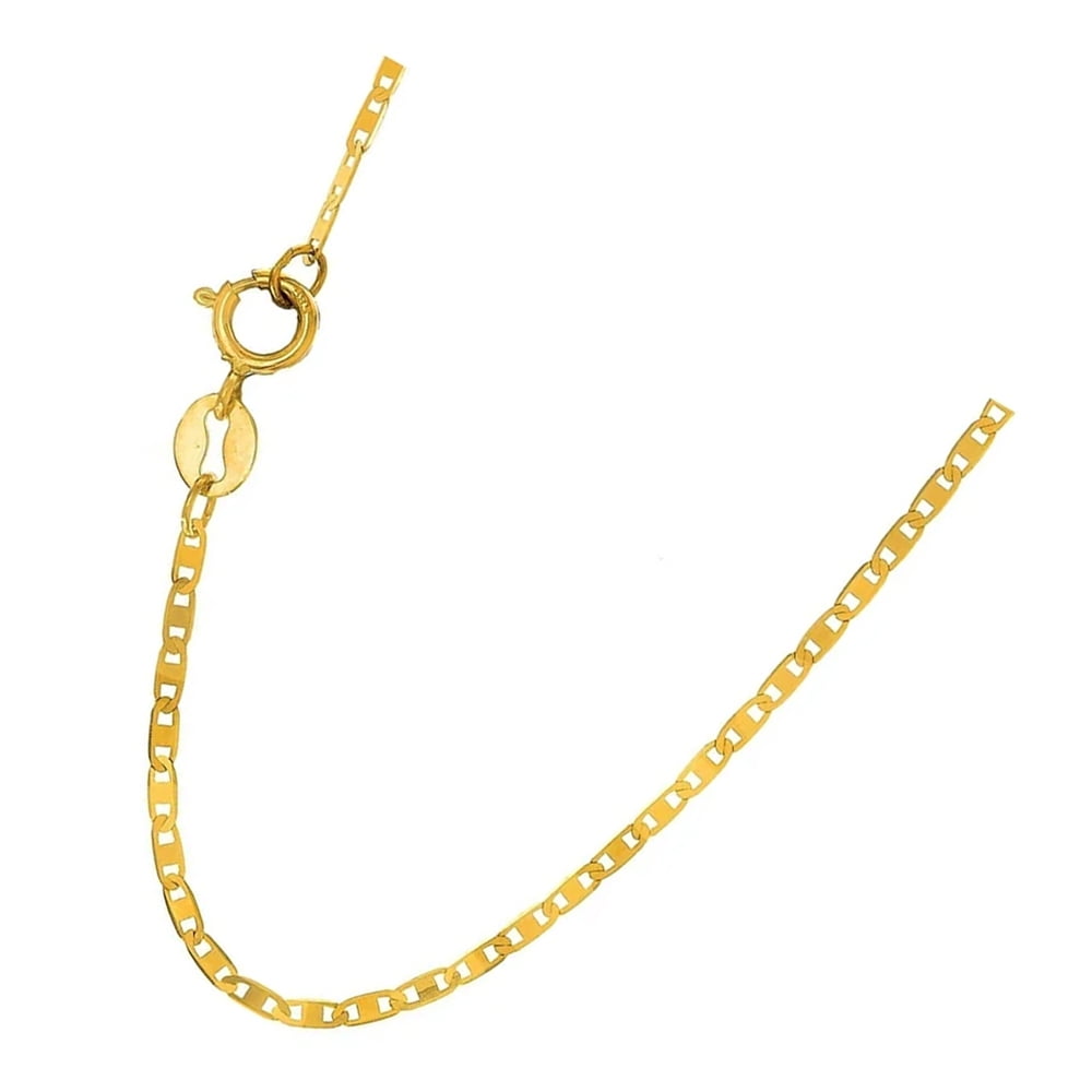 JewelStop 10k Solid Yellow Gold 1.2mm Mariner Chain Necklace, Spring Ring Clasp
