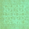 thumbnail image 1 of Ahgly Company Machine Washable Indoor Square Oriental Turquoise Blue Traditional Area Rugs, 7' Square, 1 of 4