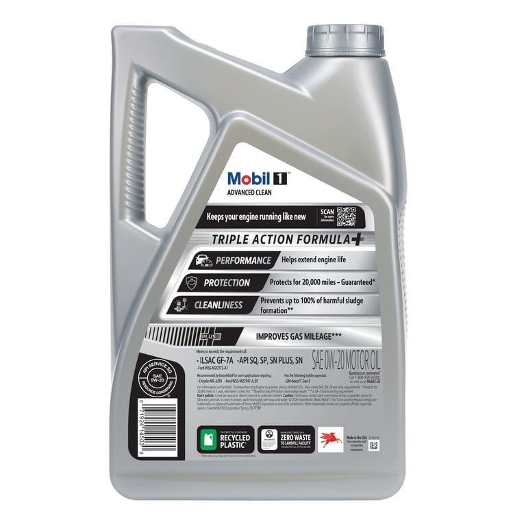 メンテナンス Mobil 1 0W-20 8L Mobil 1 Advanced Clean Full Synthetic Motor Oil 0W-20, 5 Quart