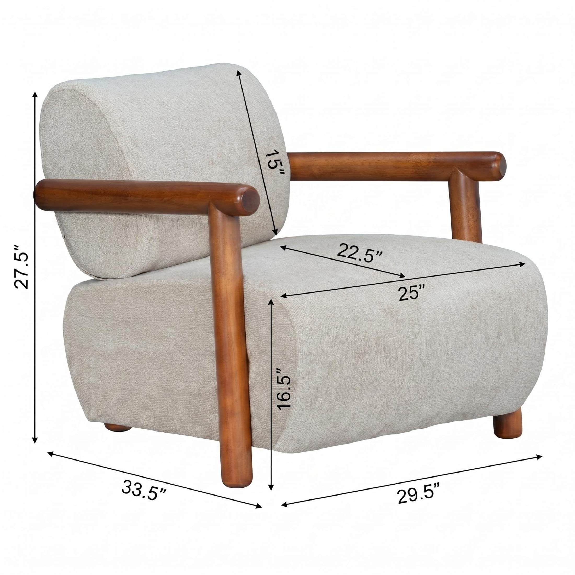 Christopher Knight Home Modern Accent Lounge Chair, Chenille Upholstery with Solid Wood Arms, Almond, Set of 2