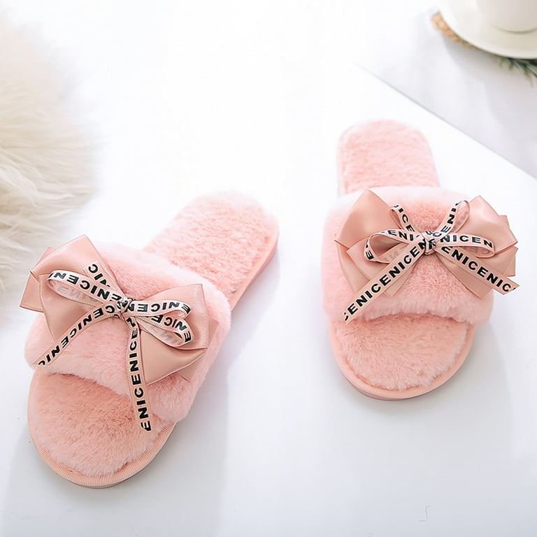 Fashion pink slides with bow