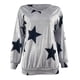 thumbnail image 5 of Camiseta de manga larga informal suelta con estampado de estrella de cinco puntas y cuello en V para mujer Pompotops gfhjh5638, 5 of 5